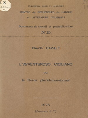 cover image of L'Avventuroso ciciliano